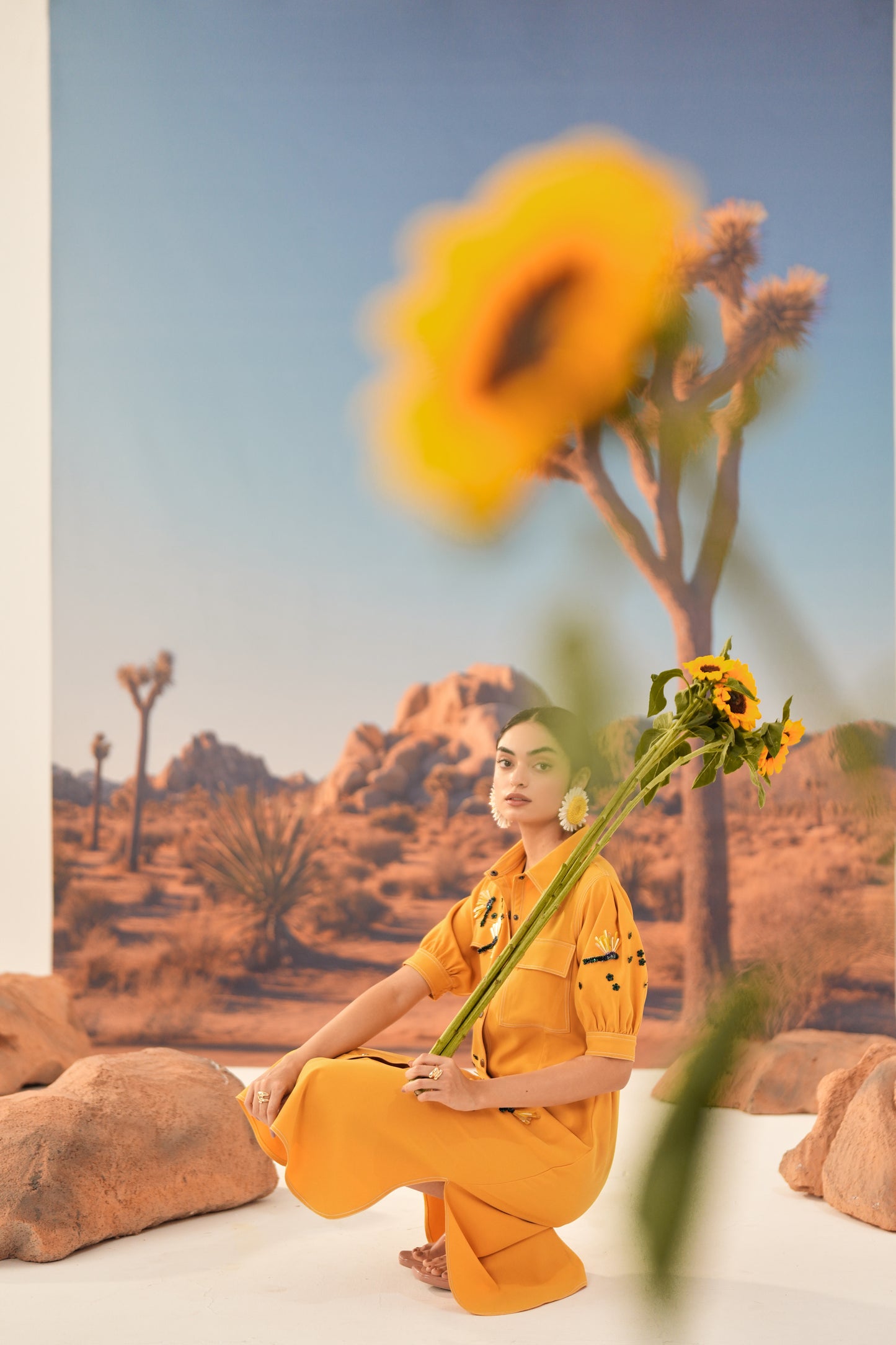 SAFFRON DUST Midi Dress