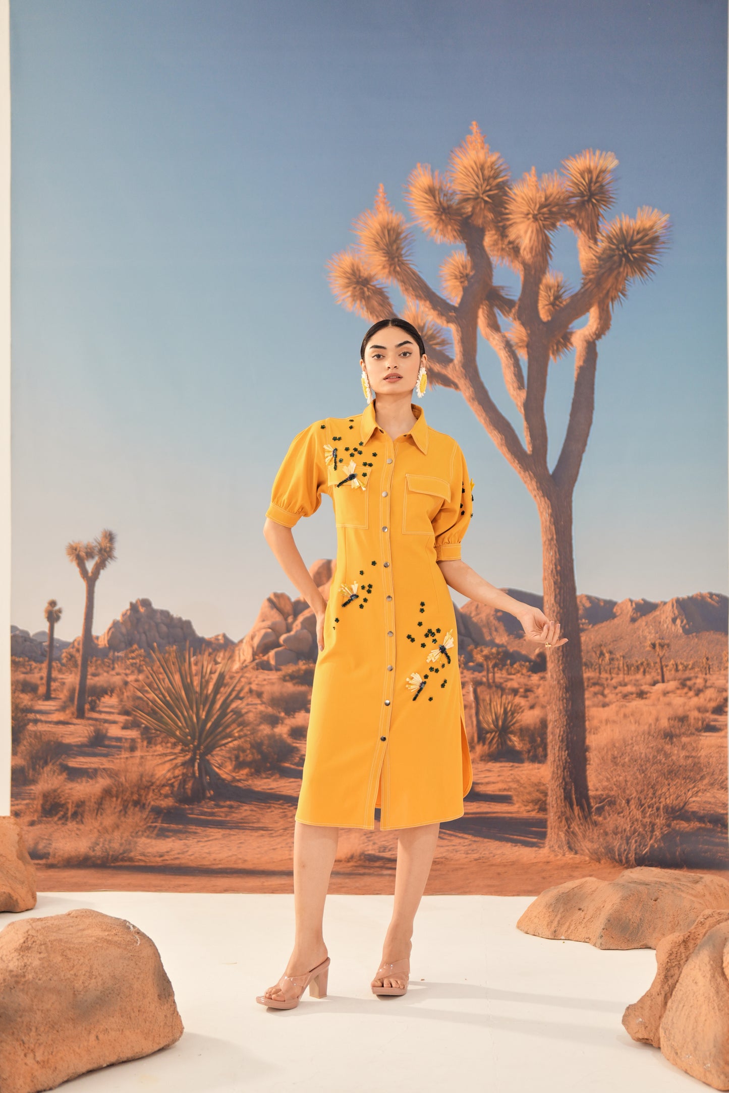 SAFFRON DUST Midi Dress