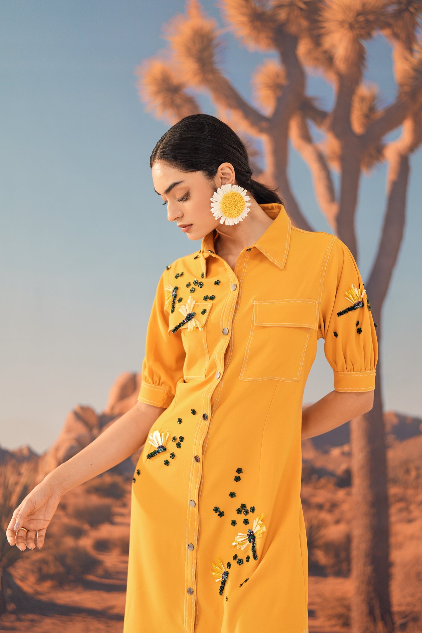 SAFFRON DUST Midi Dress