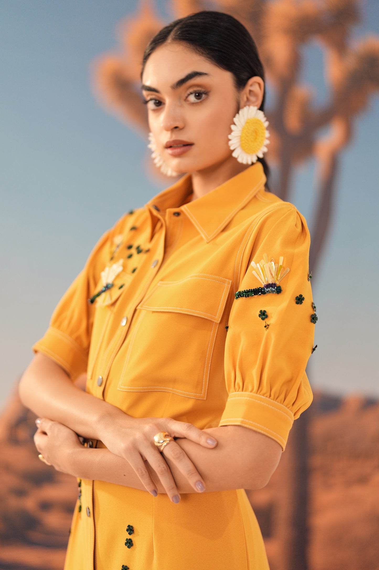 SAFFRON DUST Midi Dress