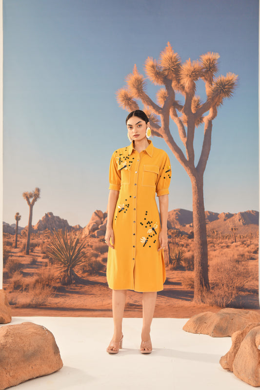 SAFFRON DUST Midi Dress