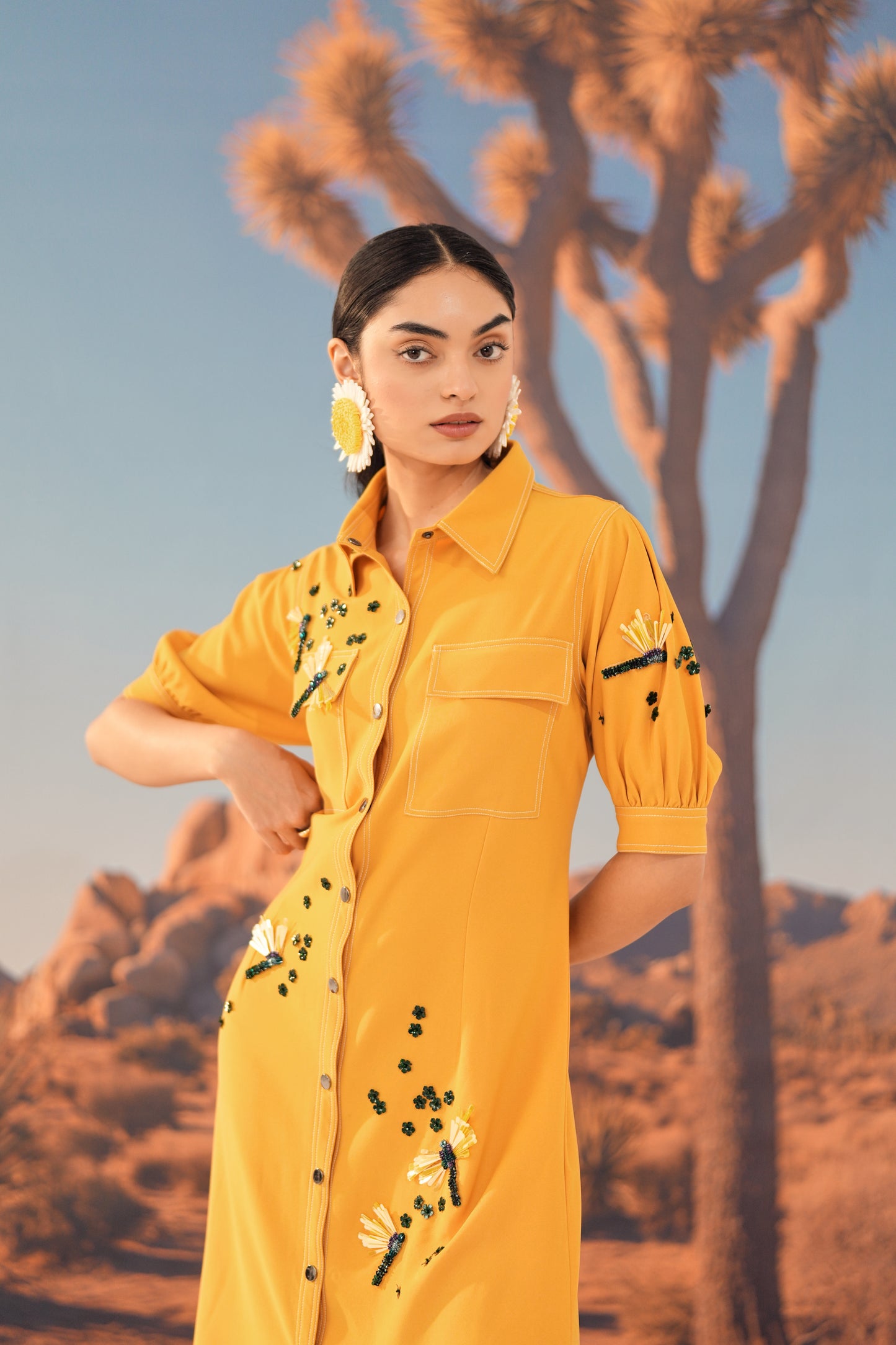 SAFFRON DUST Midi Dress